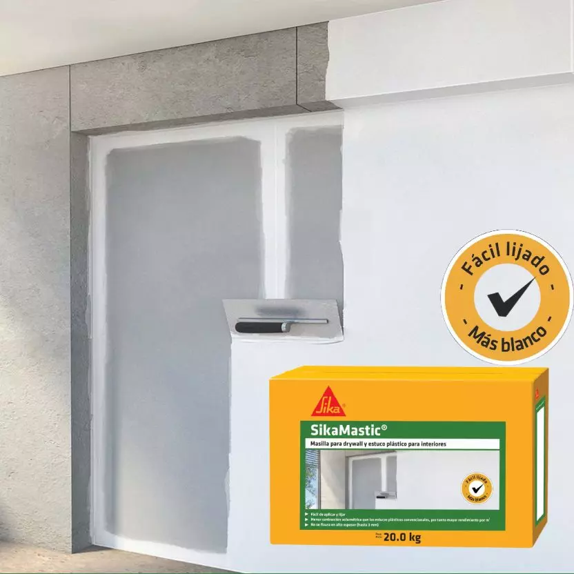 Sikamastic Masilla para Drywall y estuco plástico para interiores x 20 Kg Sika