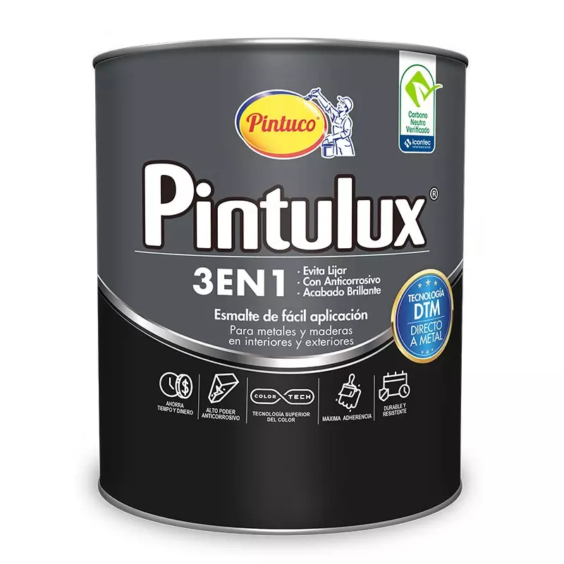 Esmalte Pintulux 3 en 1 Brillante Blanco 1/4 Galón Pintuco