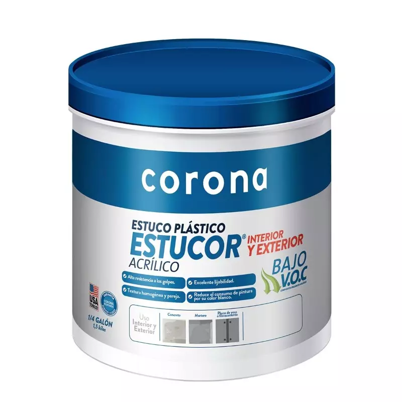 Estuco Plástico Estucor Interior y Exterior x 1.5 kg Corona Estuco Plástico Estucor Interior y Exterior x 1.5 kg Corona