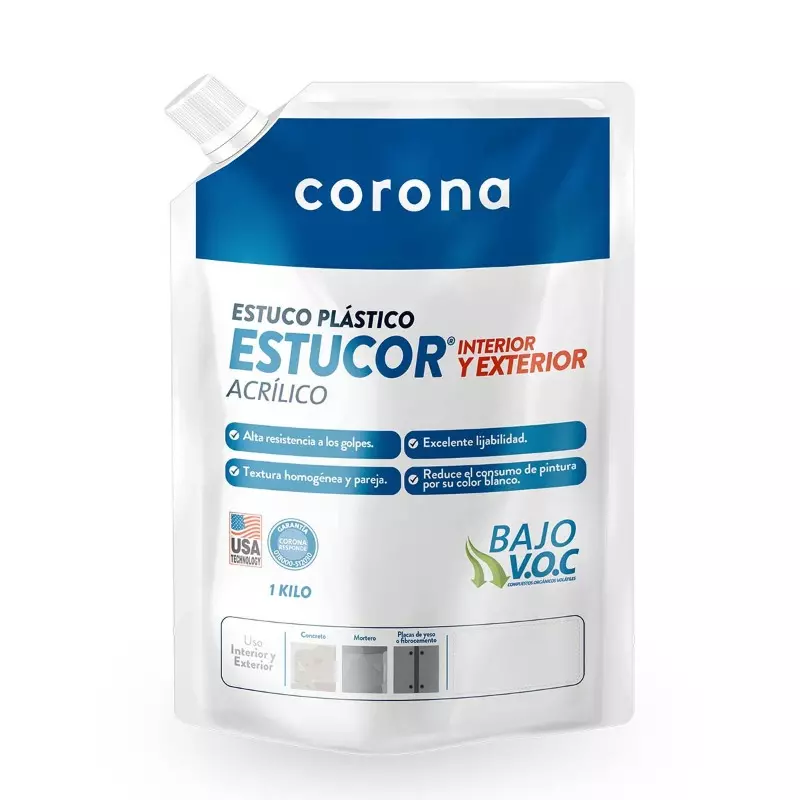Estuco Plástico Estucor Interior y Exterior 1 kg Corona Estuco Plástico Estucor Interior y Exterior 1 kg Corona