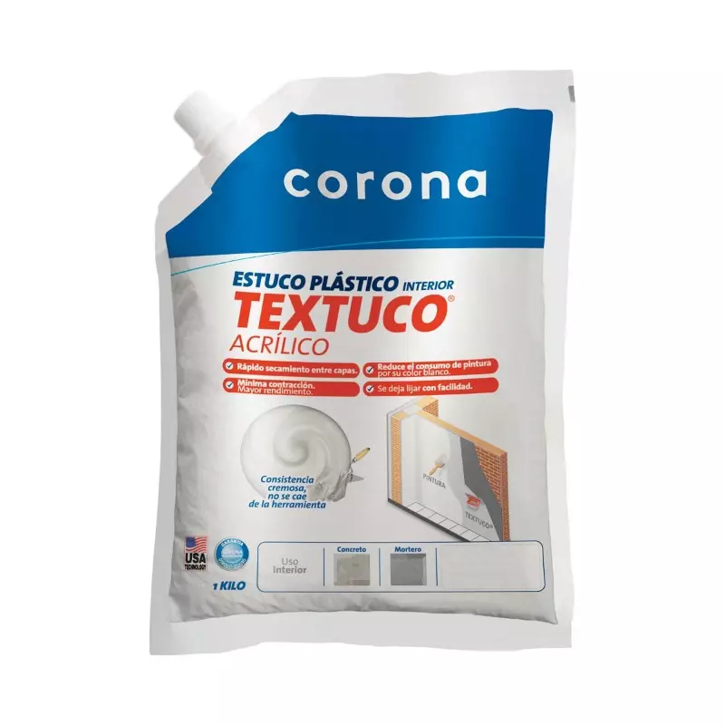 Textuco acrílico blanco bolsa x 1 kilo Corona Textuco acrílico blanco bolsa x 1 kilo Corona