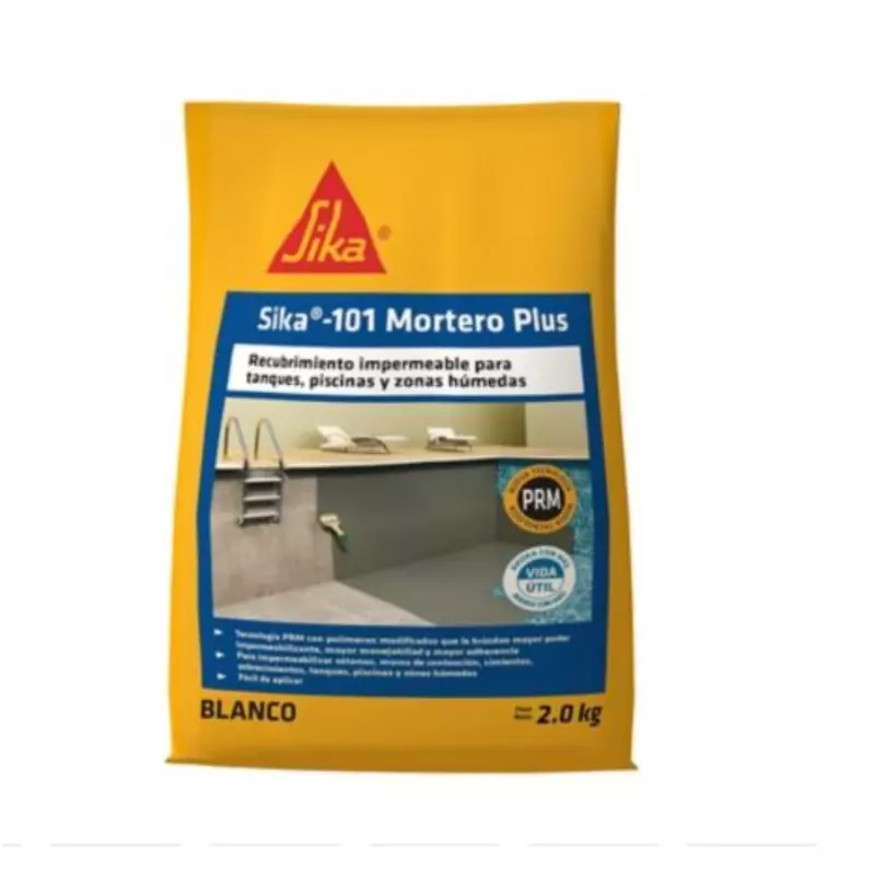 Sika 101 Mortero Plus Recubrimiento Impermeable Blanco x 2 kg Sika Sika 101 Mortero Plus Recubrimiento Impermeable Blanco x 2 kg Sika