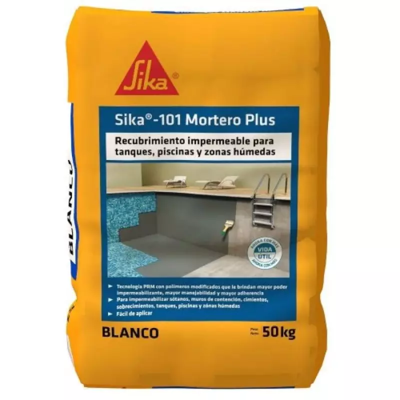 Sika 101 Mortero Plus Recubrimiento Impermeable Blanco x 50 kg Sika Sika 101 Mortero Plus Recubrimiento Impermeable Blanco x 50 kg Sika