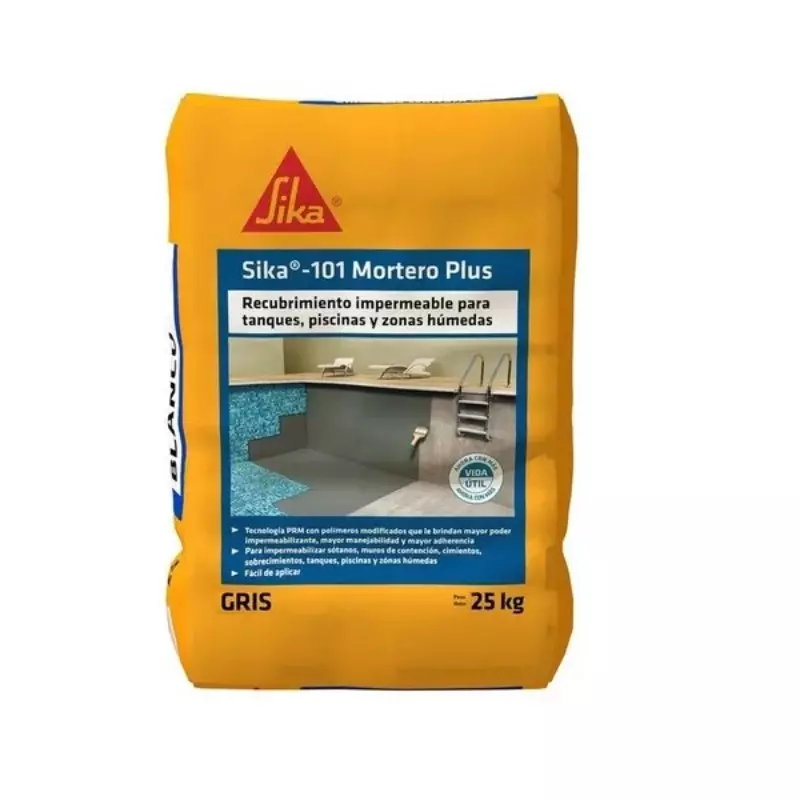 Sika 101 Mortero Plus Recubrimiento Impermeable Gris 25 kg Sika Sika 101 Mortero Plus Recubrimiento Impermeable Gris 25 kg Sika