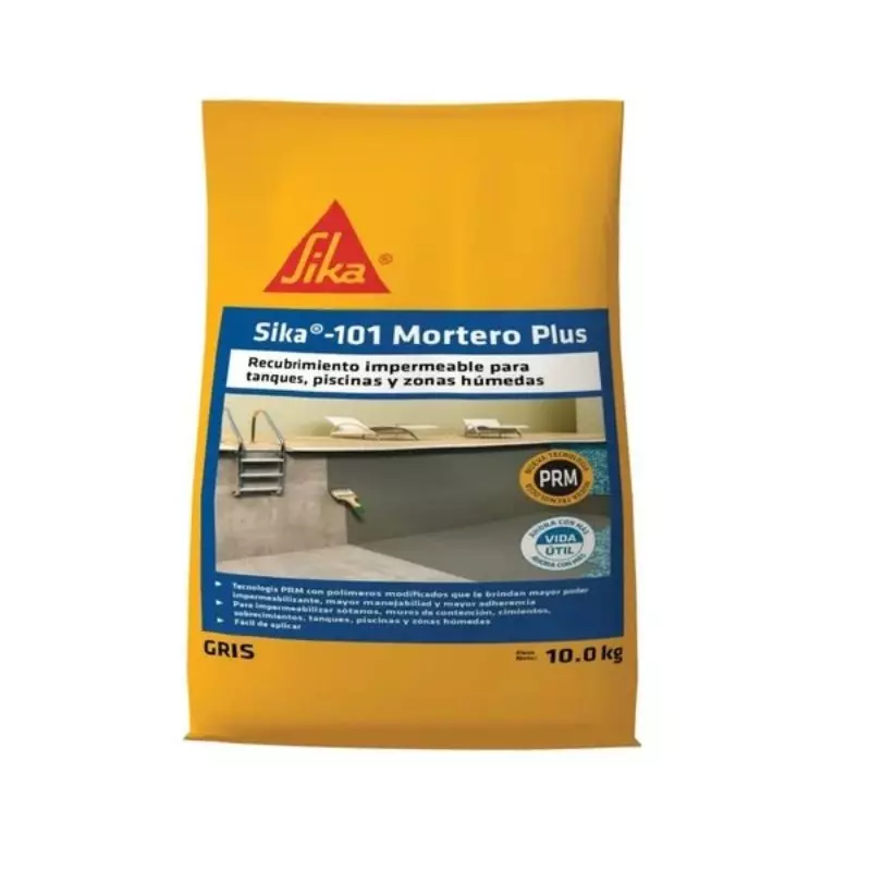 Sika 101 Mortero Plus Recubrimiento Impermeable Gris 10 kg Sika Sika 101 Mortero Plus Recubrimiento Impermeable Gris 10 kg Sika