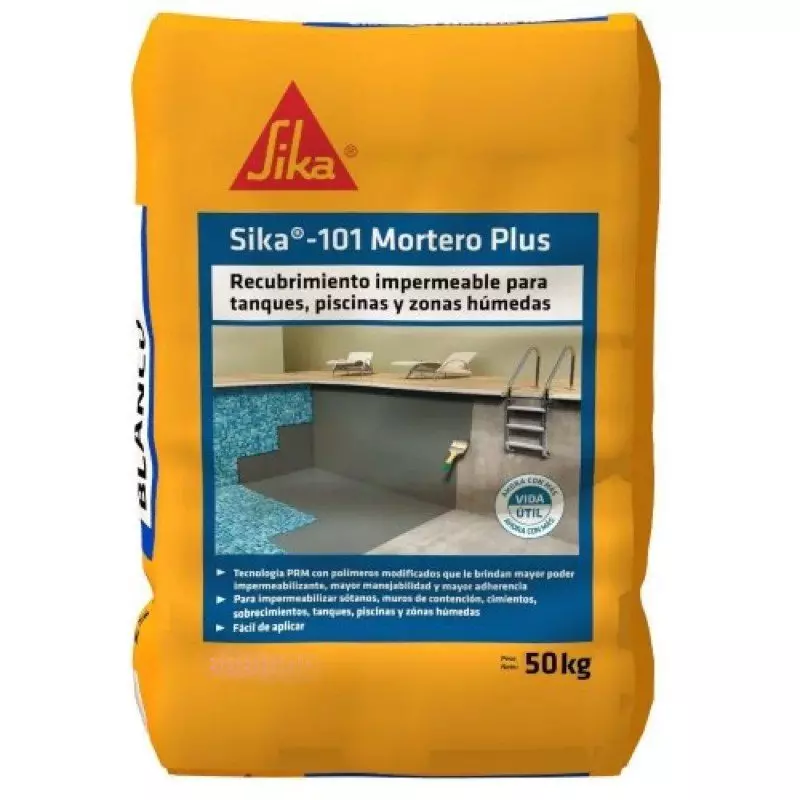 Sika 101 Mortero Plus Recubrimiento Impermeable Gris x 50 kg Sika Sika 101 Mortero Plus Recubrimiento Impermeable Gris x 50 kg Sika