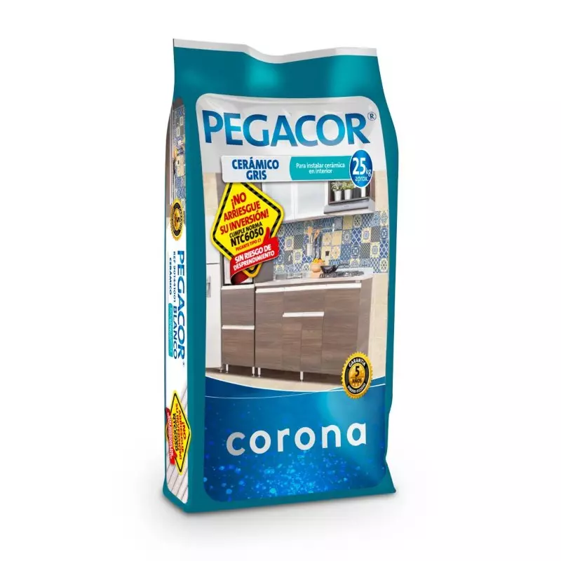 Pegacor cerámico interior gris x 25kg Corona Pegacor cerámico interior gris x 25kg Corona