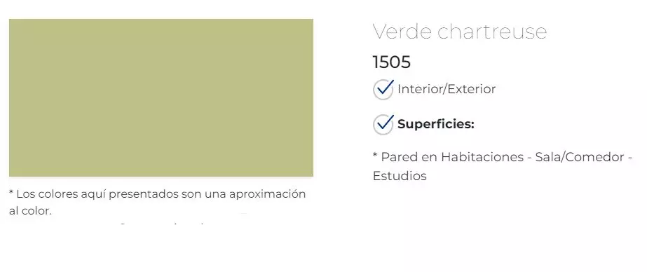 Pintura viniltex verde Chartreuse 1505 1 galón Pintuco Pintura viniltex verde Chartreuse 1505 1 galón Pintuco