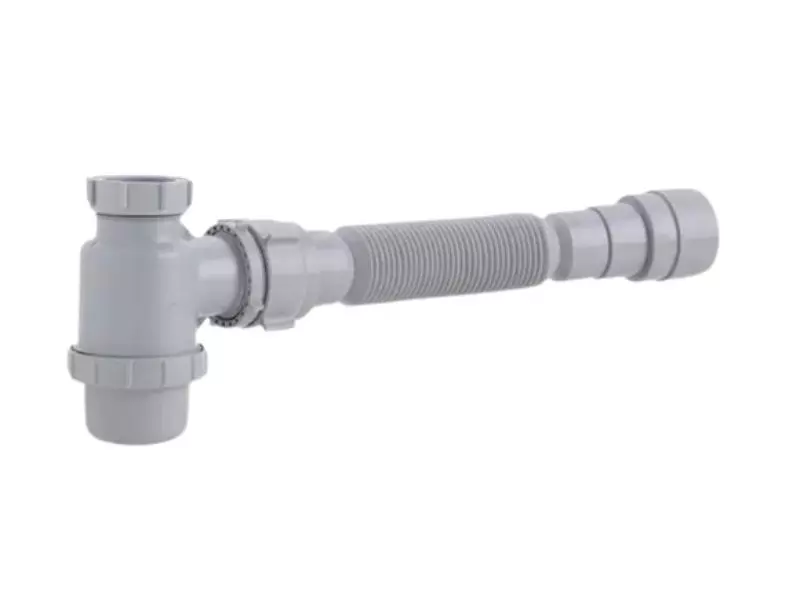 Sifón Botella Flexible Lavamanos Gris Plástico Grival Sifón Botella Flexible Lavamanos Gris Plástico Grival