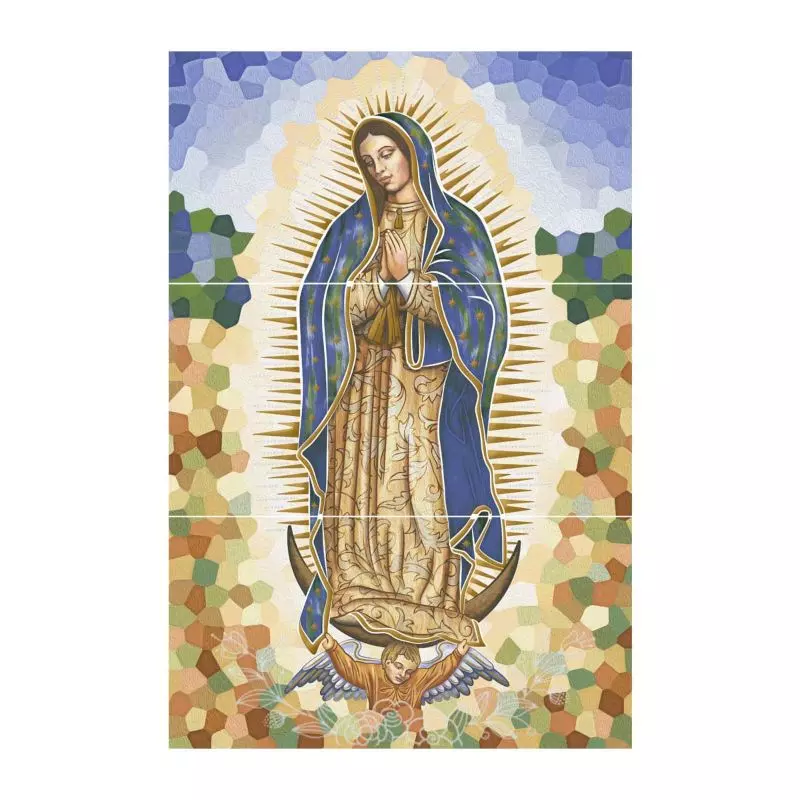 Mural Virgen De Guadalupe 3 Pcs Cara Única 30X60 Corona Mural Virgen De Guadalupe 3 Pcs Cara Única 30X60 Corona