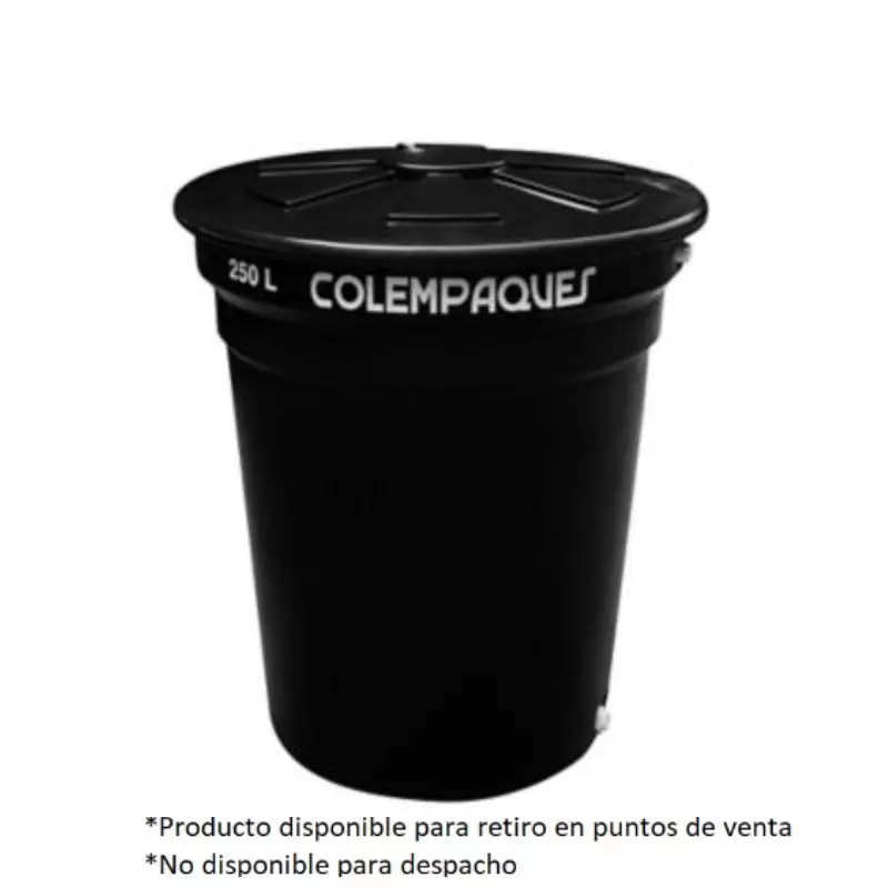 Tanque agua cónico negro 250 litros Colempaques Tanque agua cónico negro 250 litros Colempaques