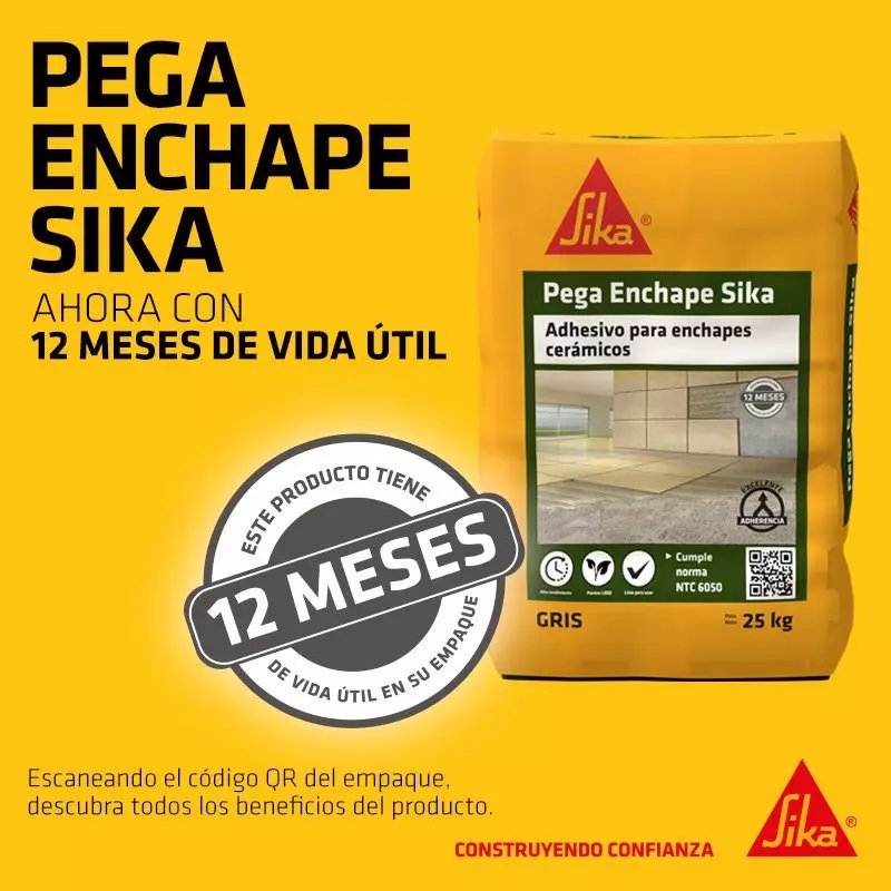 Pega enchape gris x 25 Kg Sika Pega enchape gris x 25 Kg Sika