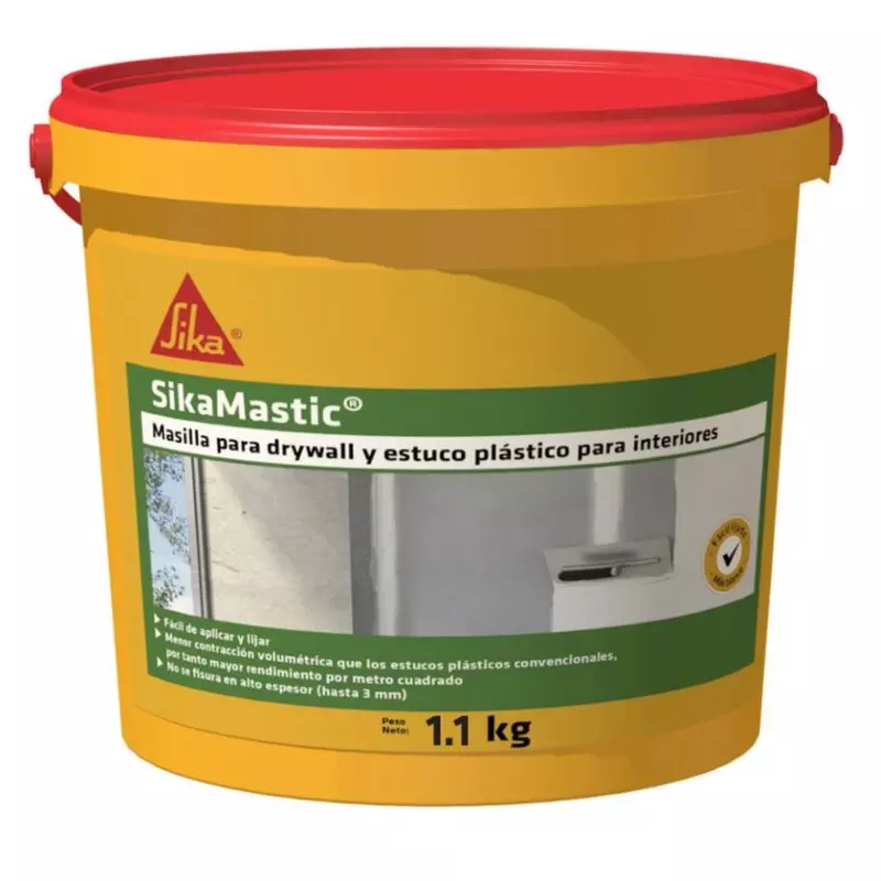 Sikamastic Masilla para Drywall y estuco plástico para interiores x 1.1 Kg Sika Sikamastic Masilla para Drywall y estuco plástico para interiores x 1.1 Kg Sika