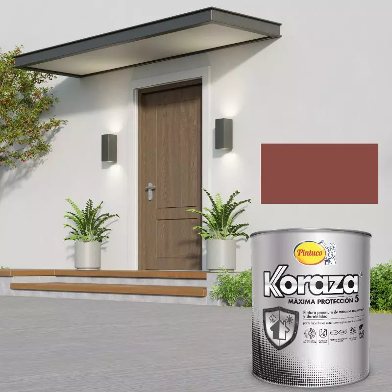 Koraza Protección Sol & Lluvia Pintura Impermeabilizante Rojo Colonial Galón Pintuco Koraza Protección Sol & Lluvia Pintura Impermeabilizante Rojo Colonial Galón Pintuco
