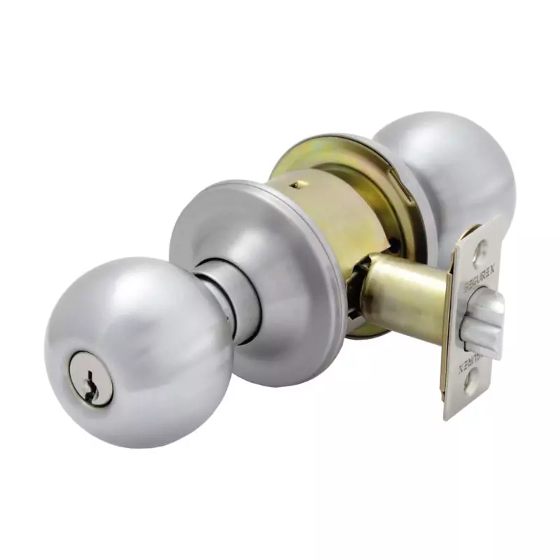 Cerradura Cilíndrica de Pomo Orbit Entrada Principal A80PD Cromado Mate Cerradura Cilíndrica de Pomo Orbit Entrada Principal A80PD Cromado Mate