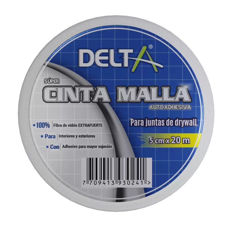 Cinta de Malla en fibra de vidrio 5 cm x 20 metros Delta Cinta de Malla en fibra de vidrio 5 cm x 20 metros Delta