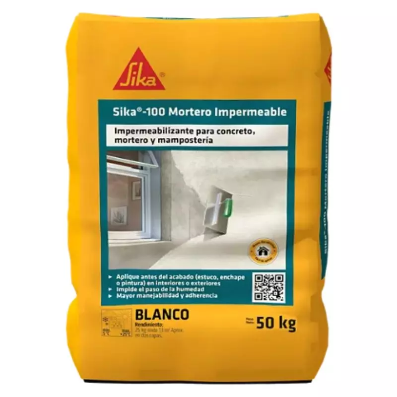 Sika-100 Mortero impermeable blanco x 50 Kg Sika Sika-100 Mortero impermeable blanco x 50 Kg Sika