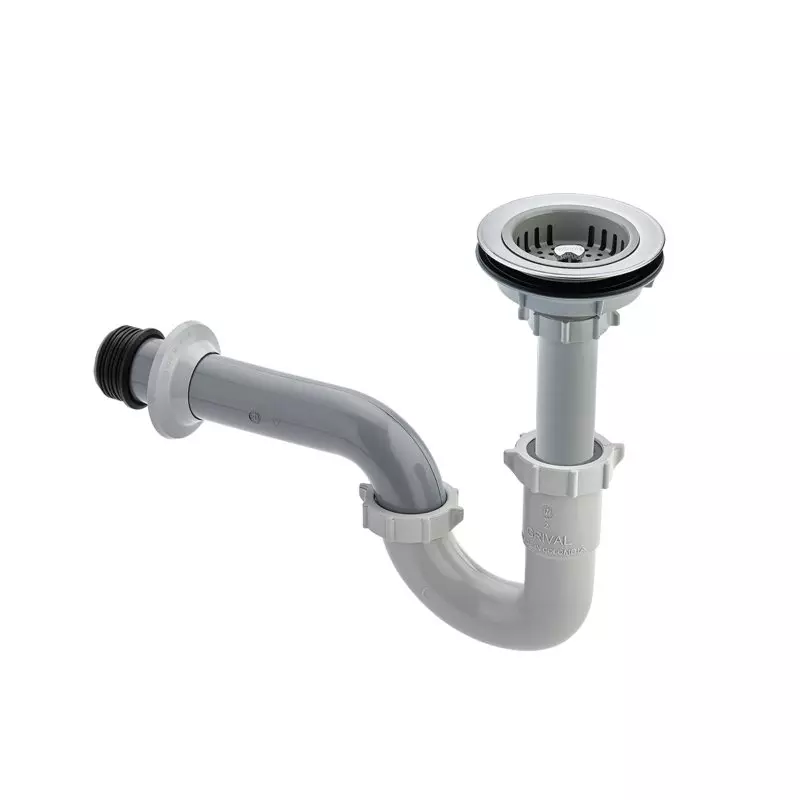 Canastilla 4 pulgadas cromada + Sifón en P Grival Canastilla 4 pulgadas cromada + Sifón en P Grival