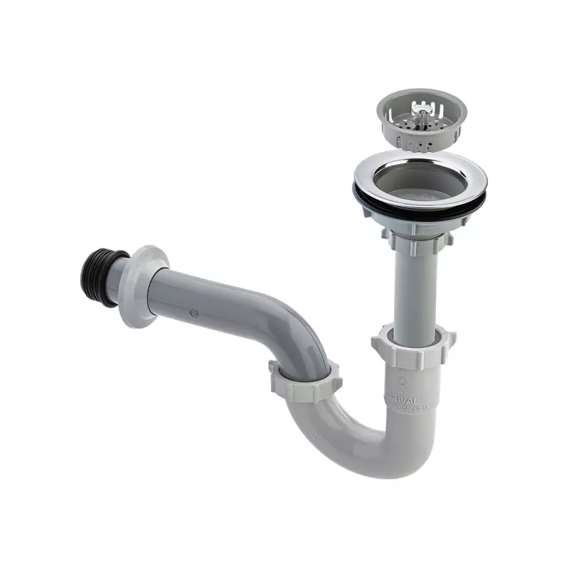 Canastilla 4 pulgadas cromada + Sifón en P Grival Canastilla 4 pulgadas cromada + Sifón en P Grival