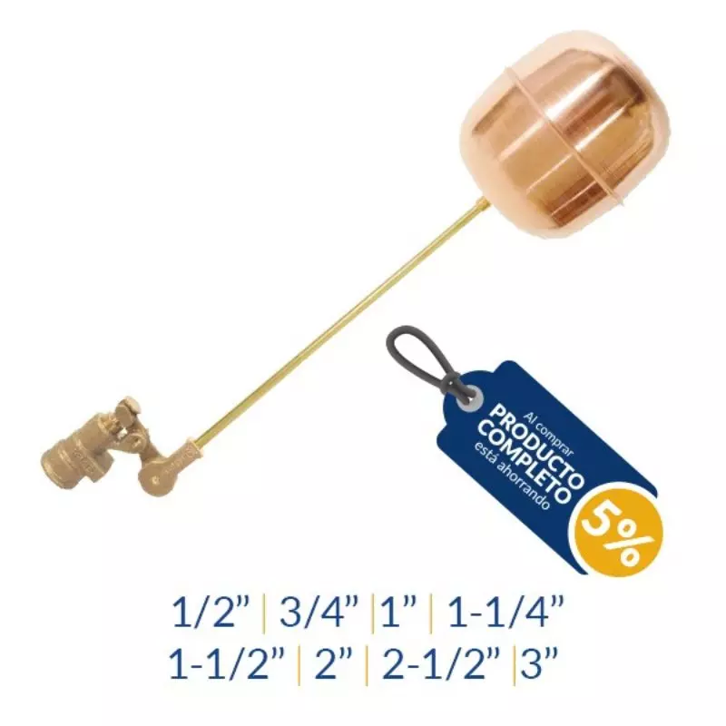 Flotadora en Bronce Completa Bola Cobre 1 1/2" Helbert Flotadora en Bronce Completa Bola Cobre 1 1/2" Helbert