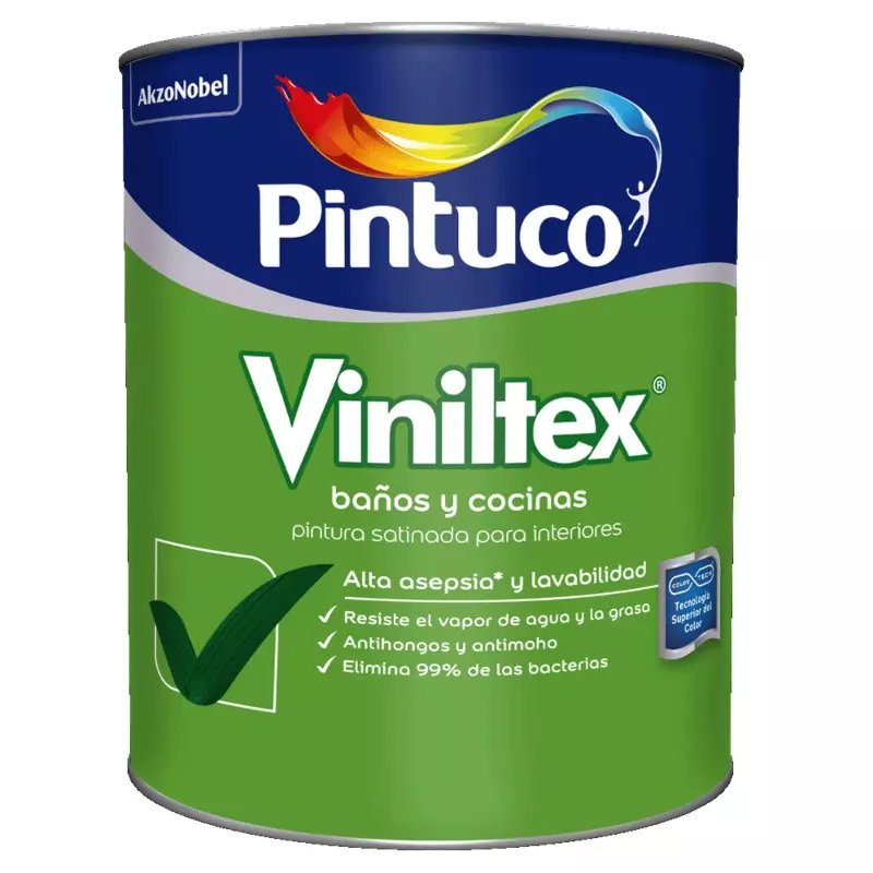 Pintura Viniltex Baños y Cocinas Blanco Satin 1 Galón Pintuco Pintura Viniltex Baños y Cocinas Blanco Satin 1 Galón Pintuco