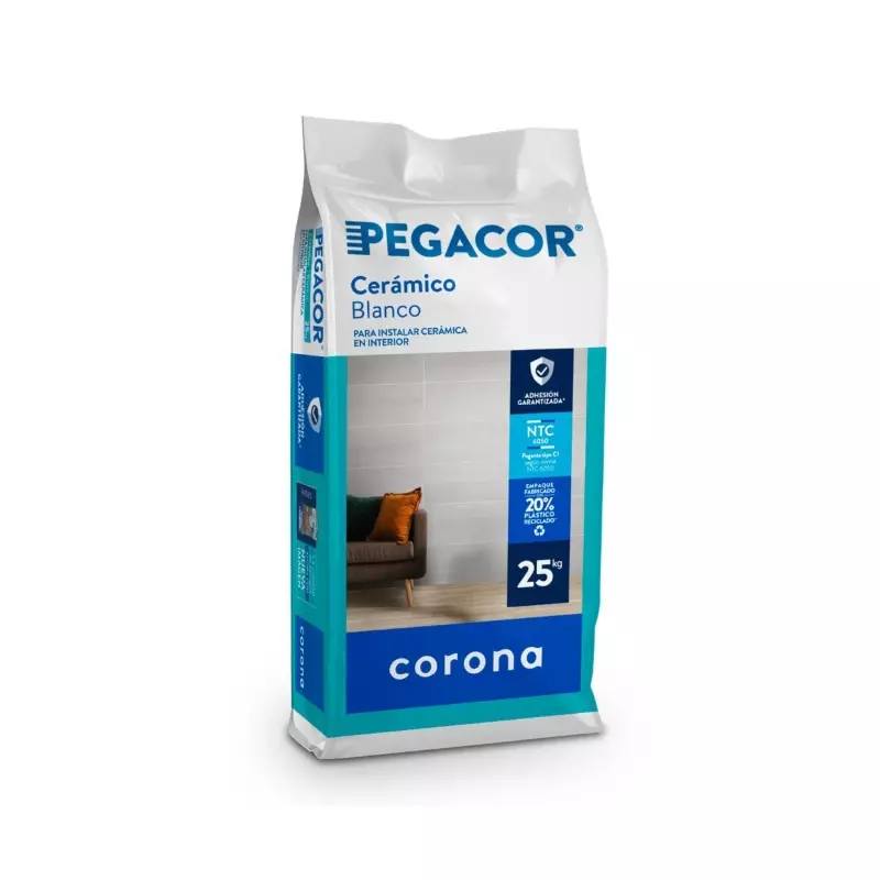 Pegacor cerámico interiores blanco x 25kg Corona Pegacor cerámico interiores blanco x 25kg Corona