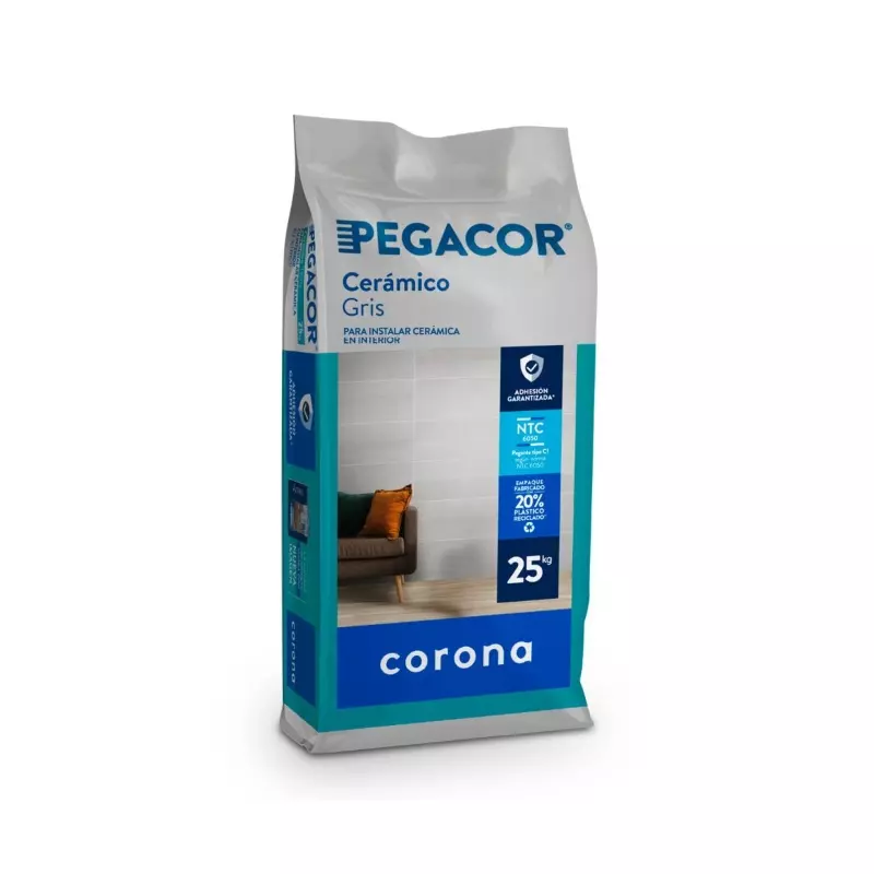 Pegacor cerámico interior gris x 25kg Corona Pegacor cerámico interior gris x 25kg Corona