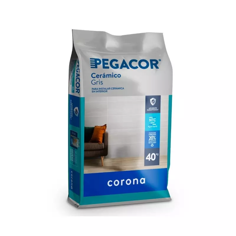 Pegacor cerámico gris x 40kg Corona Pegacor cerámico gris x 40kg Corona