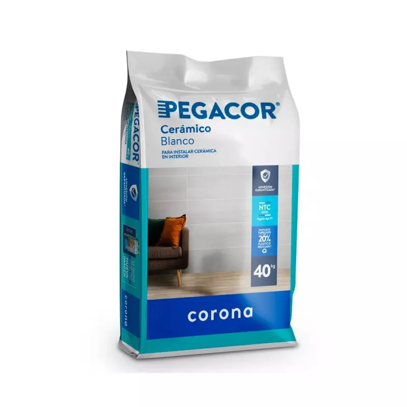 Pegacor cerámico blanco x 40kg Corona Pegacor cerámico blanco x 40kg Corona