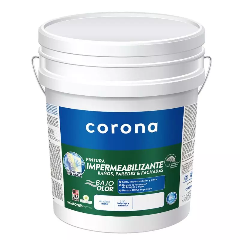 Pintura Impermeabilizante Blanco Corona 5 Galones Pintura Impermeabilizante Blanco Corona 5 Galones