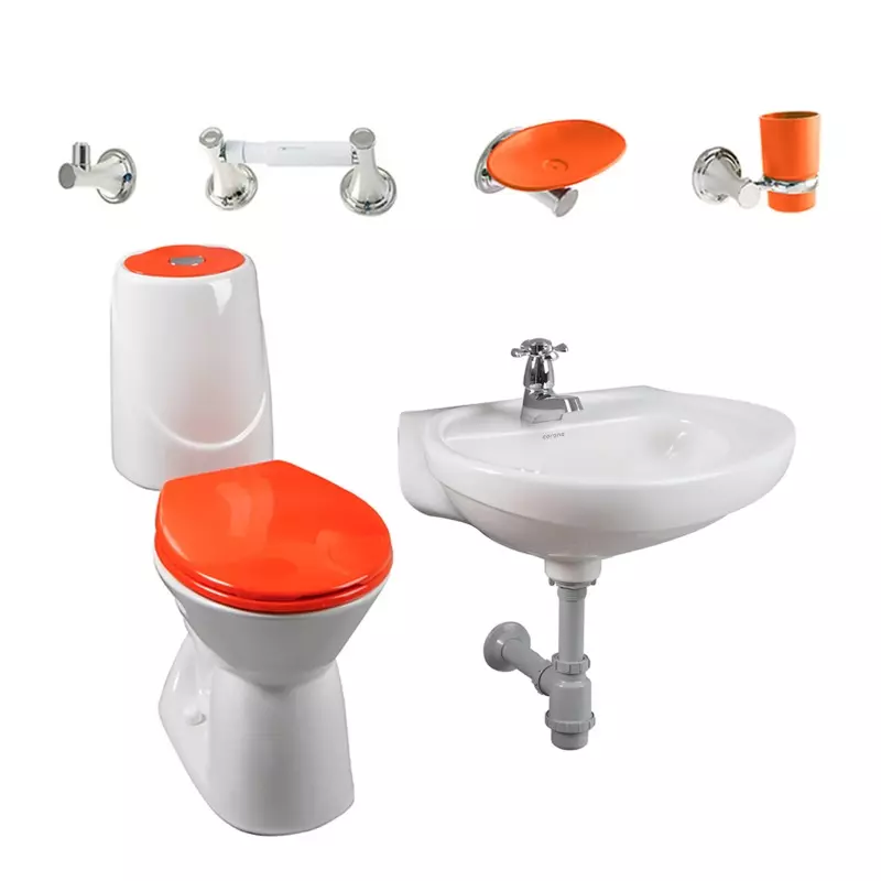Combo Happy Home Naranja sin pedestal, grifería y accesorios Corona Combo Happy Home Naranja sin pedestal, grifería y accesorios Corona